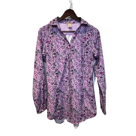 Duluth Trading Women's Sidewinder‎ Floral Lilac Shirt Size XS Gardening Outdoors - Picture 1 of 9